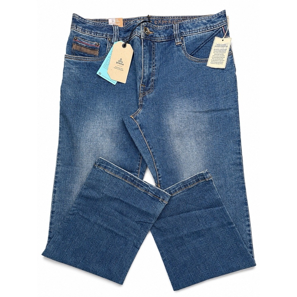 NEW Prana Axiom Jean Mens 34/32 Antique Stone Wash Stretch Organic Denim $110